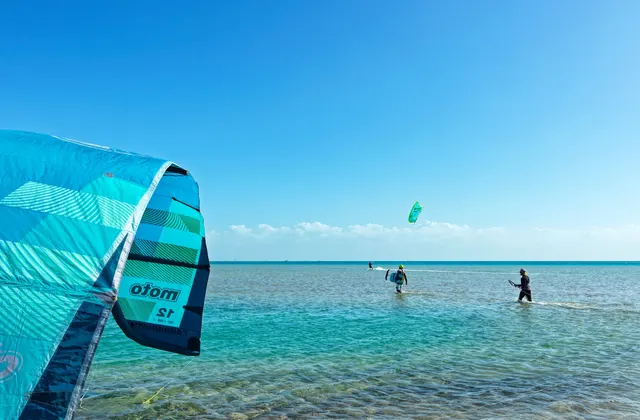Kitesurfers in the shallow Red Sea waters at Club Paradisio El Gouna